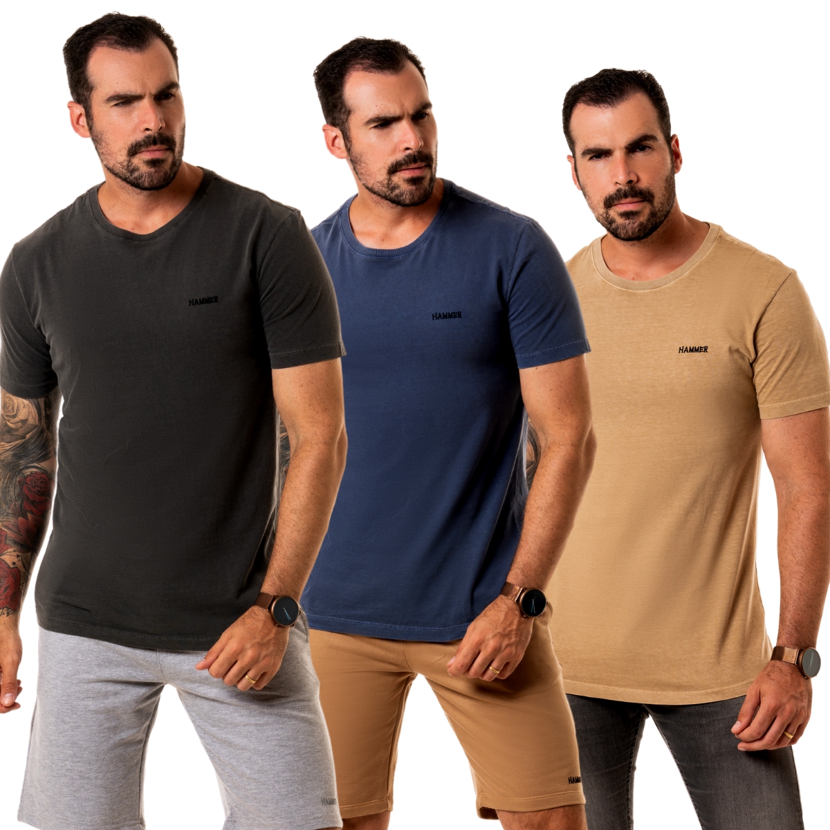 Kit Camiseta e Bermuda Masculina Camisa Para Homem Branca Bermuda Tactel